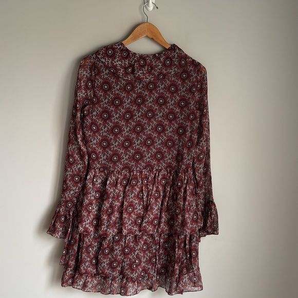 cinq a sept Jasmine Silk Floral-Print Mini Dress Red/ Multi Size - Picture 3 of 14